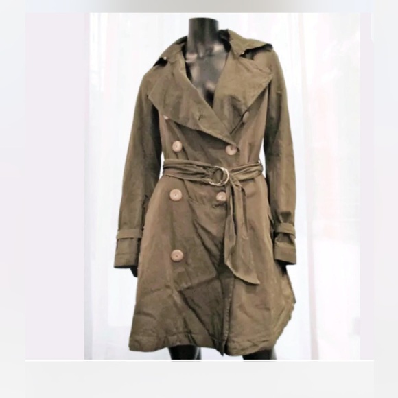New. Nicole Fahri acid green knee length trench coat. Size small/4 - Picture 2 of 8